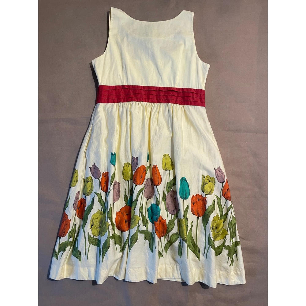 Maeve by Anthropologie Tulip Dress Sz 12 Yellow Floral Fit&Flare Whimsical Retro